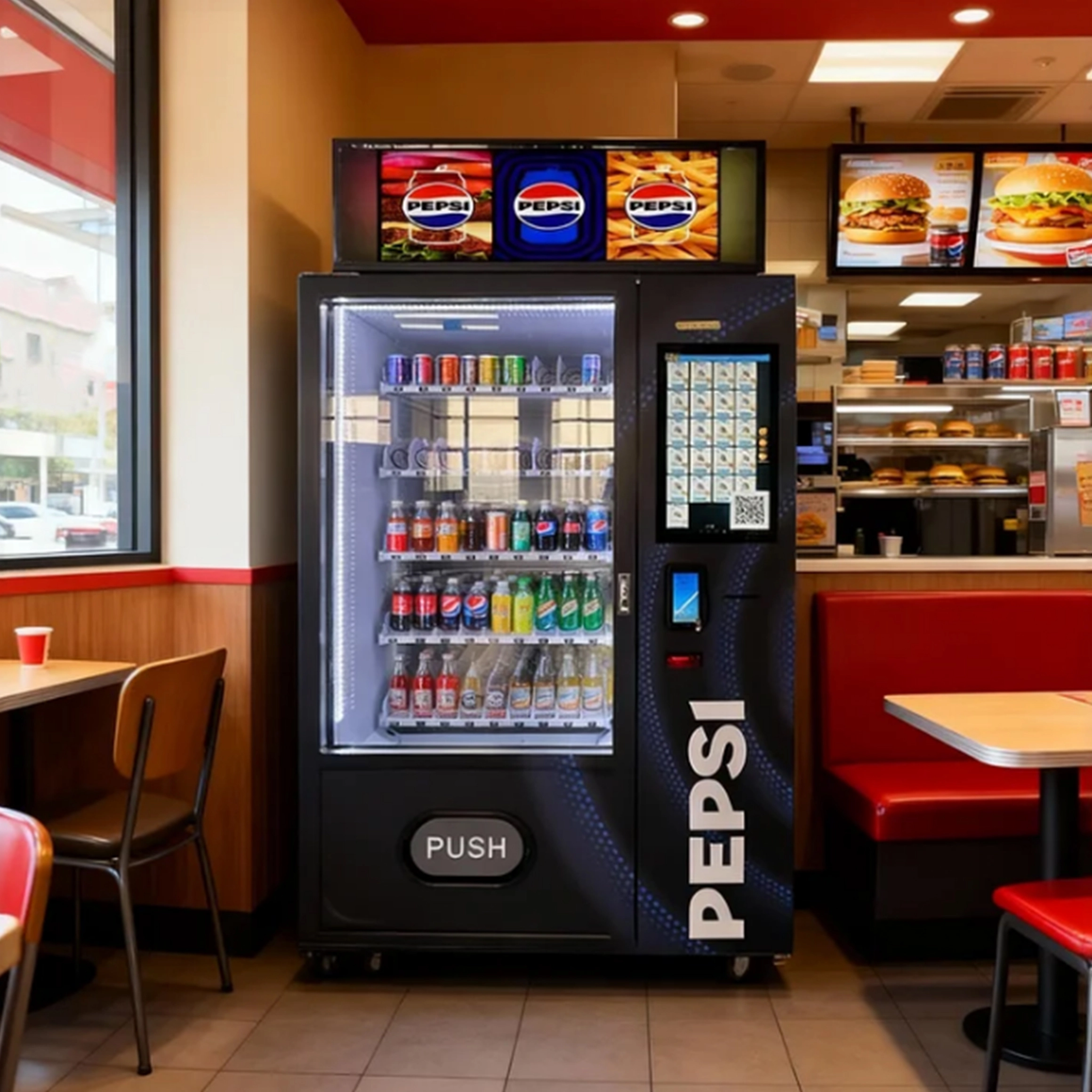 Weimi branded cold drink vending machine designed for chilled beverages, integrating smart retail tech with cold storage functionality