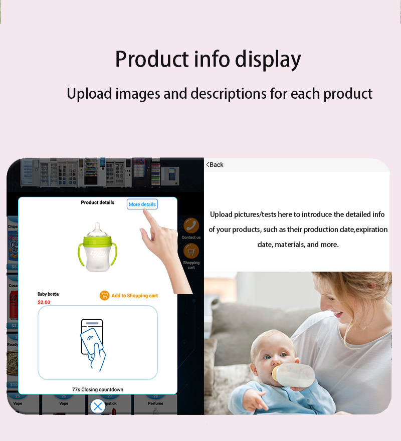 High quality baby vending machine with touch screen for brand promotion. product info display