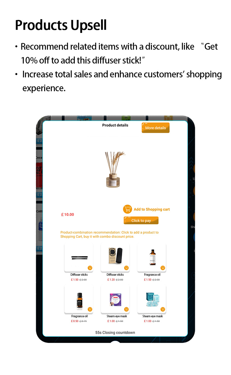 Weimi diffuser vending machine with smart software system to achieve products promotion. our machines can recommend related items with a discount