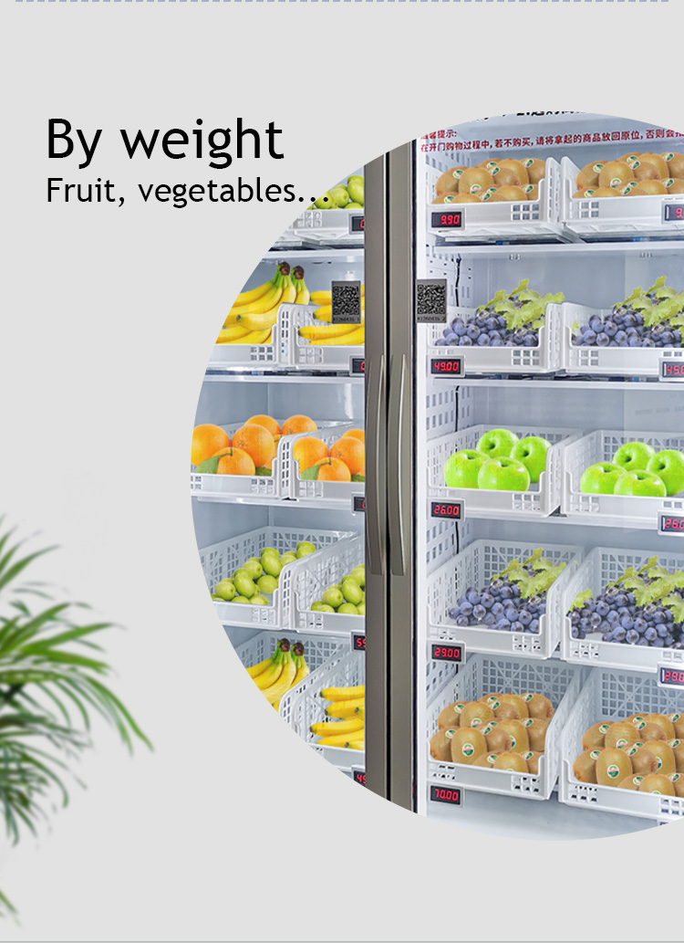Weimi grab and go double door smart fridge vending machine for fresh fruits vegetables with card reader
