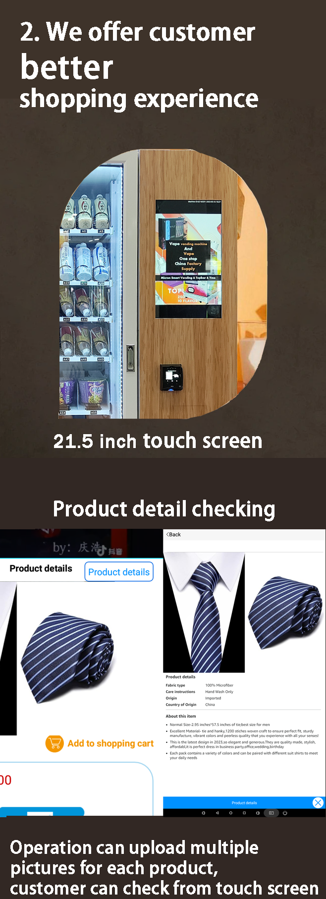 Automatic PPE smart vending machine for ties socks gloves in the factory offers customer a better shopping experience