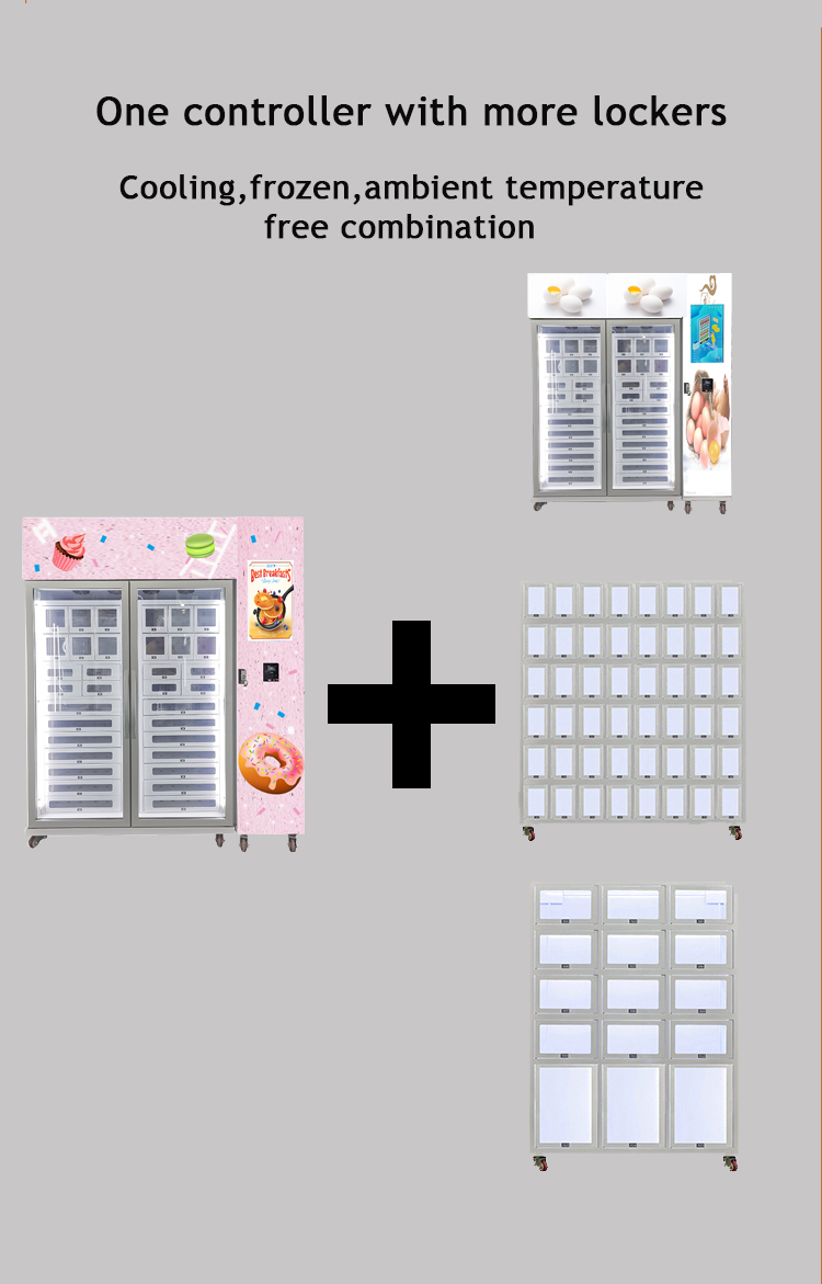 Cupcake vending machine pancake locker Cash Card reader with cooling system and custom stickers.freely combinations