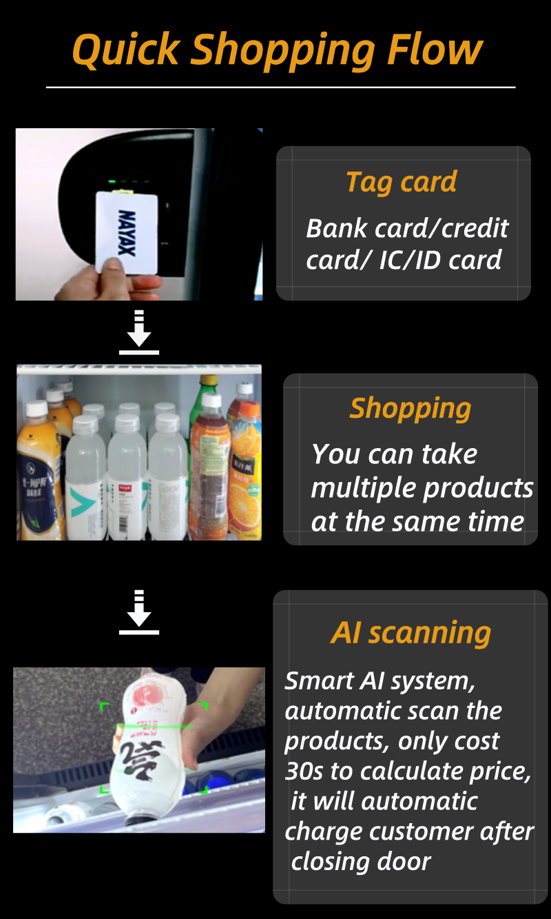 AI visual vending machine for selling snack and chilled drink with fridge freezer and smart management system in Malaysia