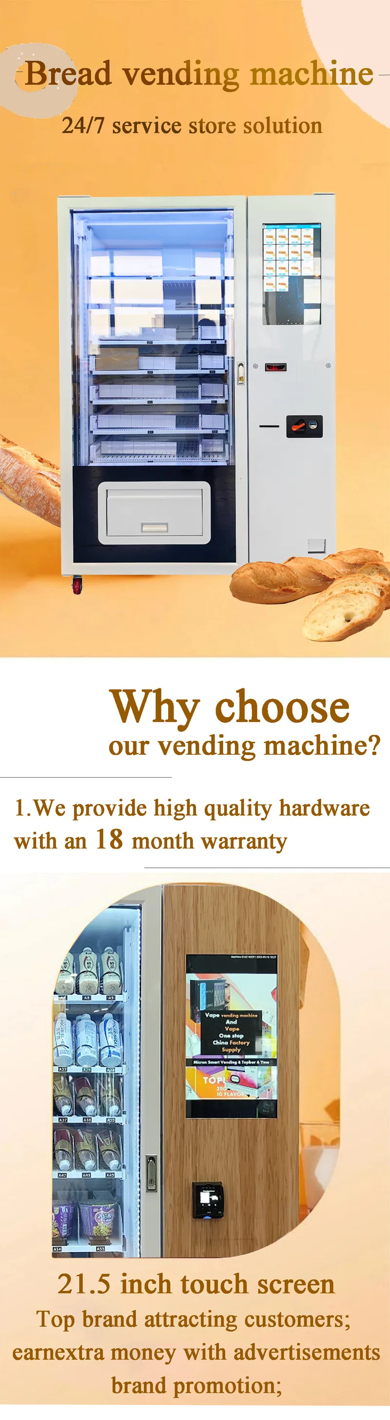 customized bread baguette vending machine with elevator customized bread baguette vending machine with elevator