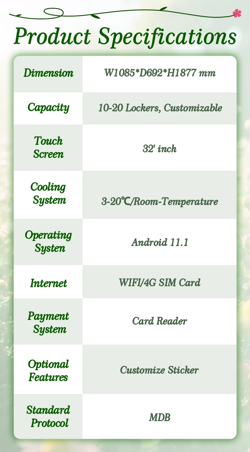 Product specification of Weimi lower kiosk.