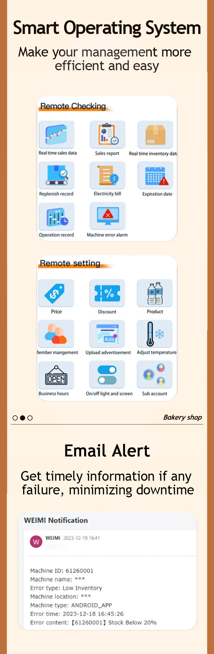 weimmi hot vending machine bread with smart operating system to make your management more efficient and easy