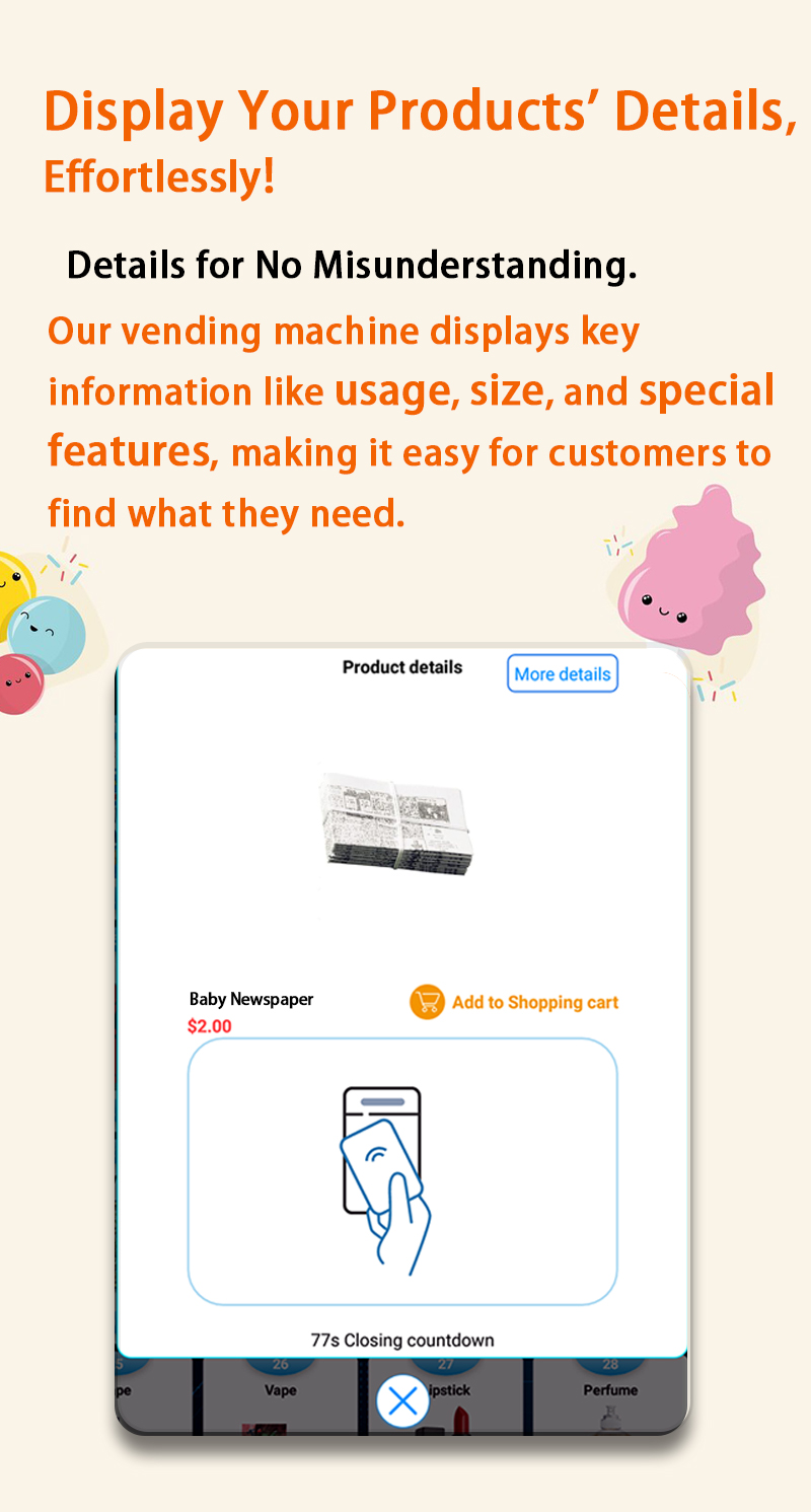 Smart Newborn baby souvenir vending machine for kids with details uploading to help customers find what they need