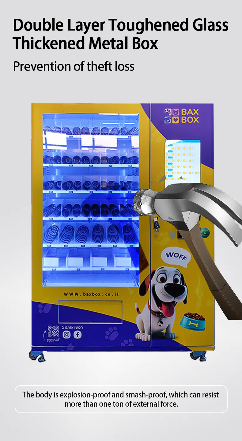 pet vending machine for dog cat food snacks wash shampoo.high-quality hardware with adjustable cooling system, automatic defogging,double glazed door for theft prevention