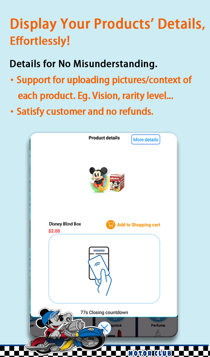 Weimi toy vending machine with lockers in amusement parks or themed toy stores for Disney products. with the function of product detail checking to help customers make informed pruchases and enhancing their shopping experience