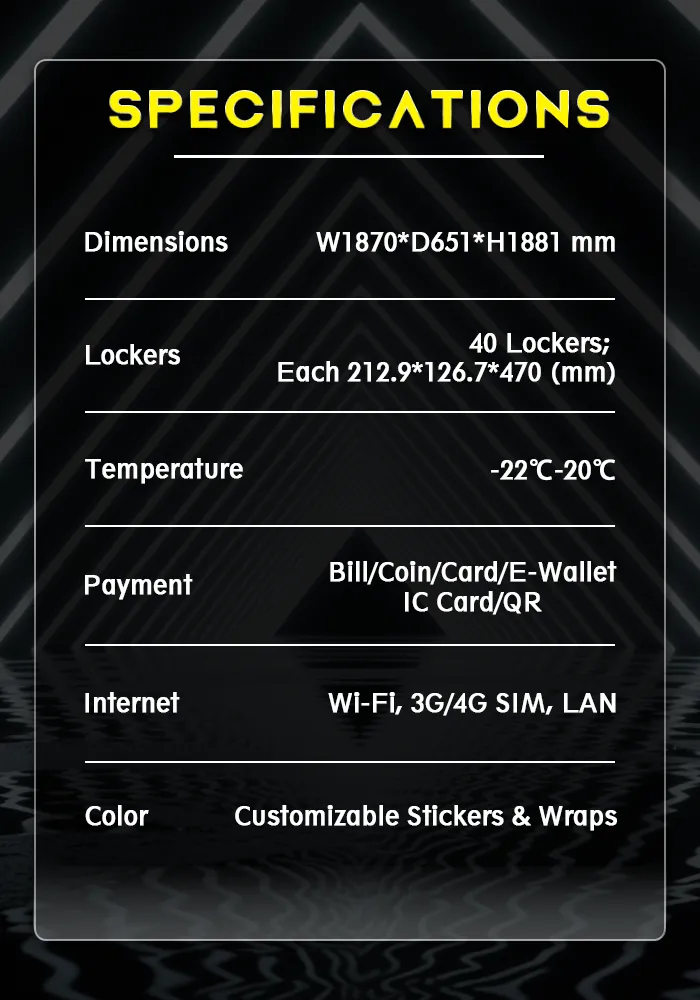 the specification of weimi smart pizza vending machine. with built-in microwave for heating food