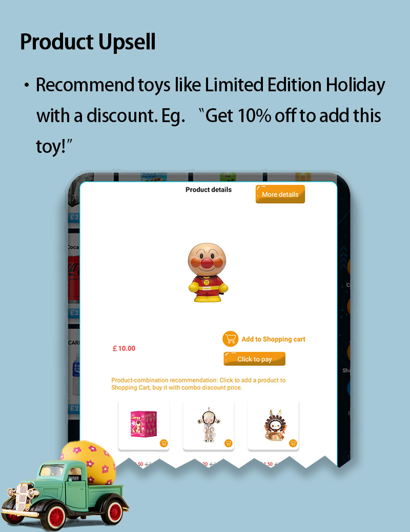 Weimi Toy Capsule Machine con prodotto Upsell per raccomandare giocattoli come le vacanze in edizione limitata con uno sconto