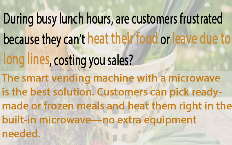 weimi smart fridge vending machine with microwave space for ready to eat food in office, airport,hotel..the smart vending machine with a microwave is the best solution for unmanned retail