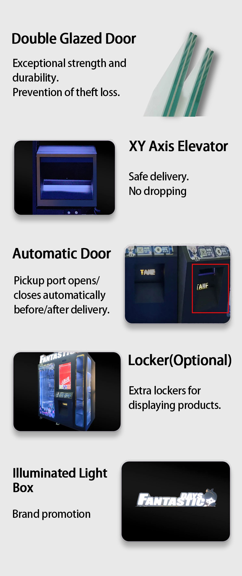 Weimi toy dispenser machines with double glazed door and elevator, locker... to make sure retailers prevention of theft loss and have a big success in business
