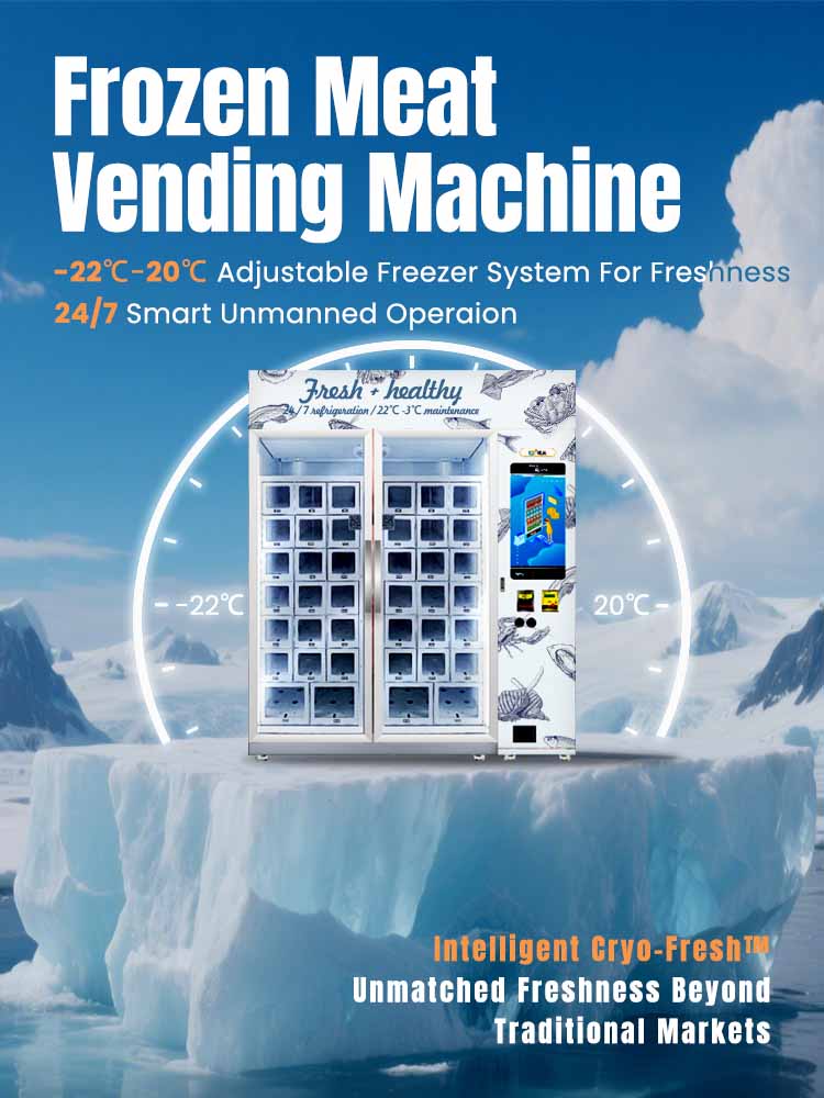 Weimi frozen meat vending machine with adjustable freezer system for freshness,24/7 smart unmanned operation