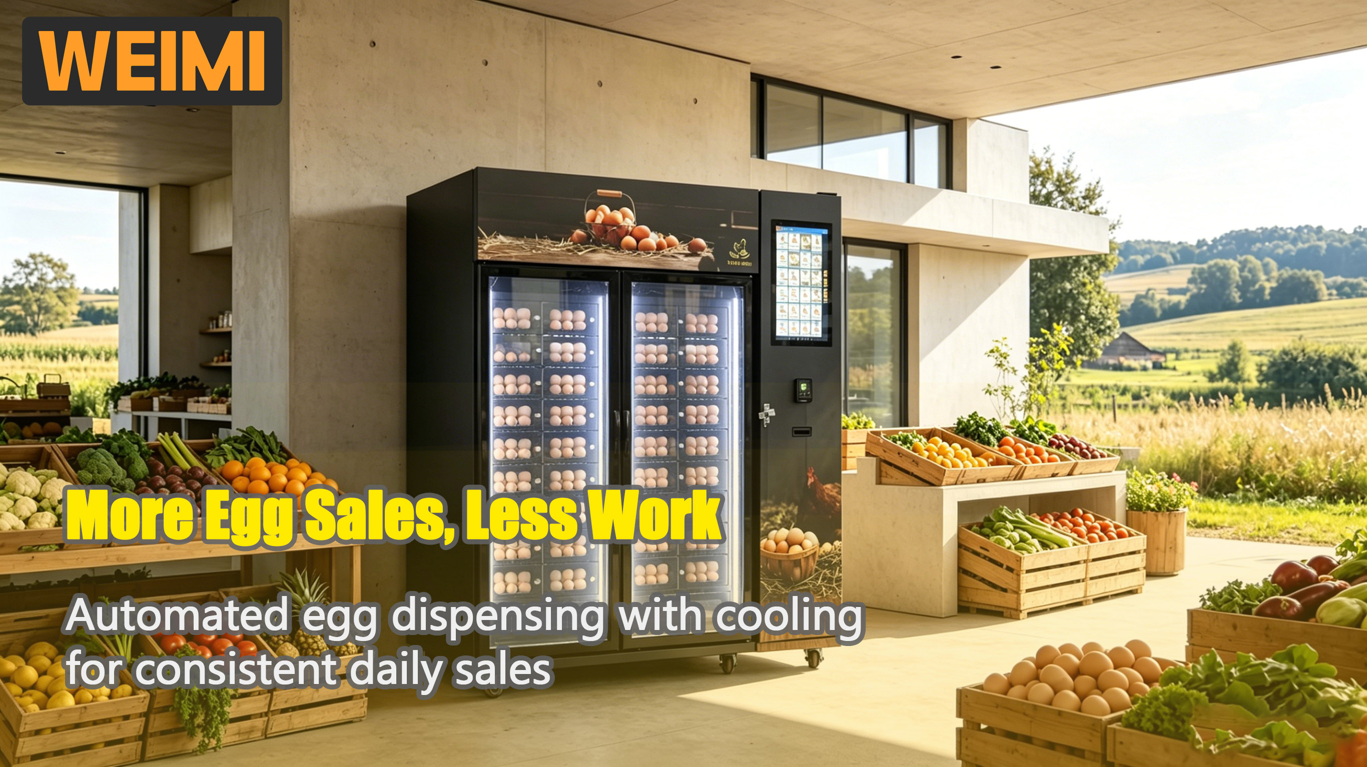 Weimi Automatic Egg Dispenser Machine with Refrigeration System for Farm Shop Residential Use Smart Fresh Egg Retail Solution