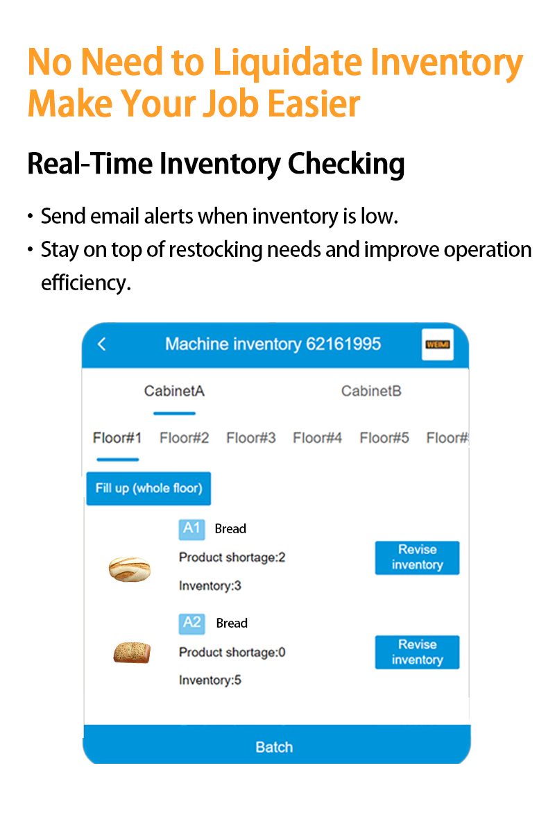 No need to liquidate inventory, make your job easier. our farm locker vending machine support for remotely checking real-time inventory, the machine will send email alerts when inventory is low