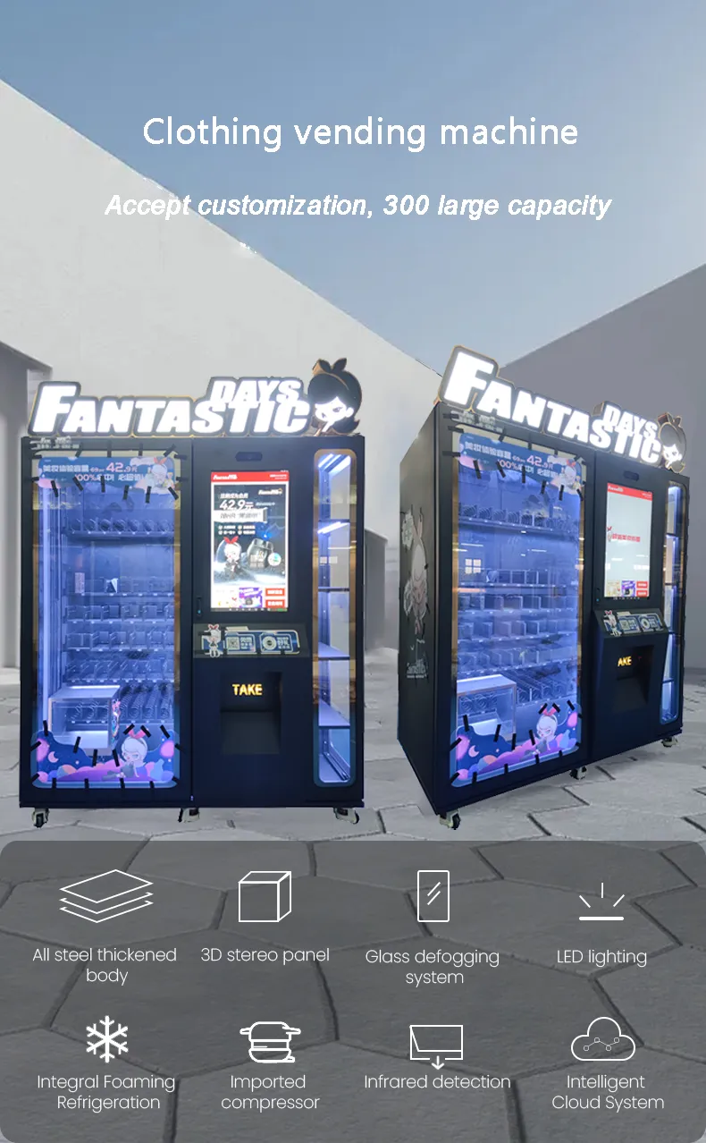 Fantastic Mystery Box vending machine with elevator and shopping window