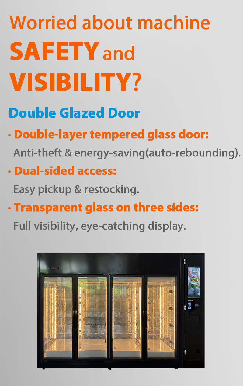 Large Capacity Airport Flower Vending Machine with double glazed door for anti-theft