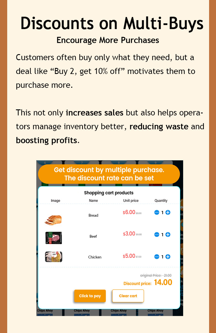 Weimi self servicebeef vending machine with card reader and cooling system. set discount for encouraging more purchases. retailers can set the quantity of items that can be added to shopping cart in one transaction
