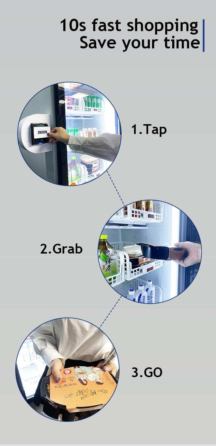 Weimi grab and go double door smart fridge vending machine for fresh fruits vegetables with card reader