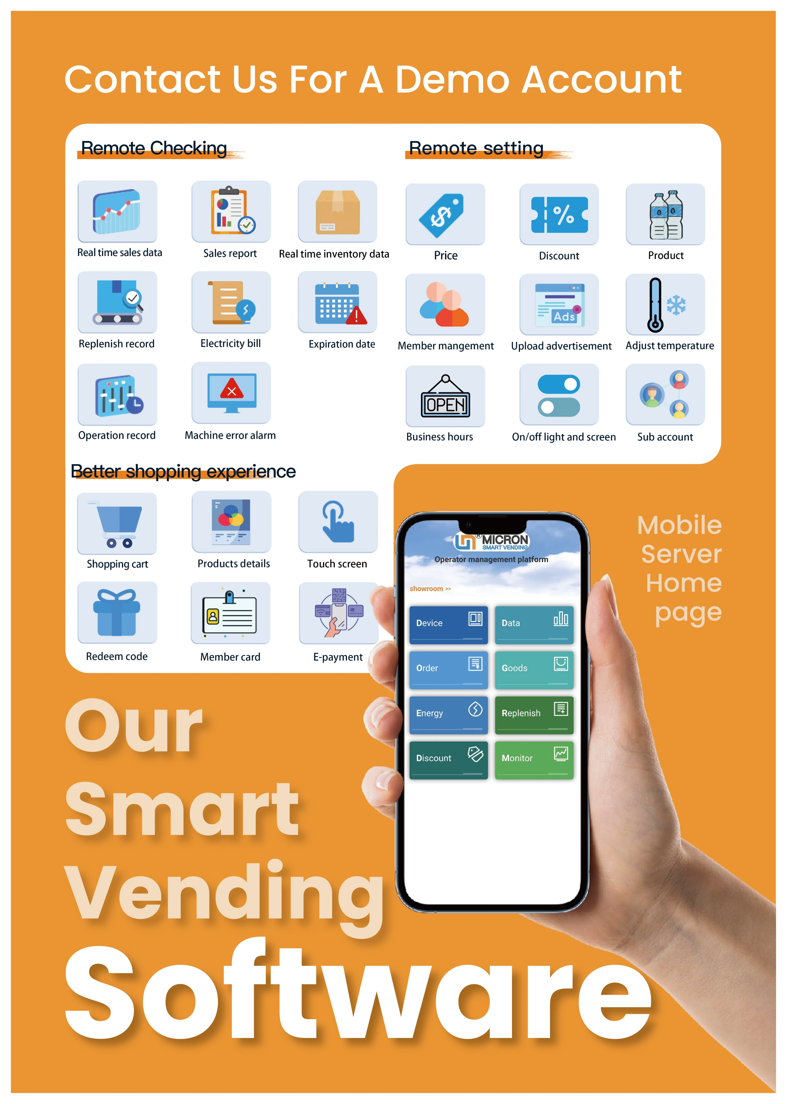 smart operating system of Weimi cold drink vending machine