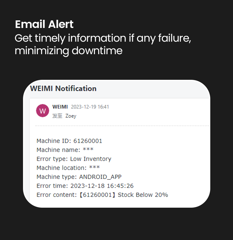 vendors can get timely information if any failure,minimizing downtime