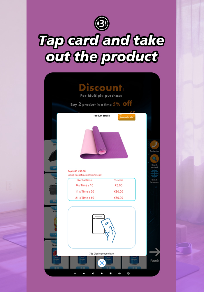 tap card and take out the product.