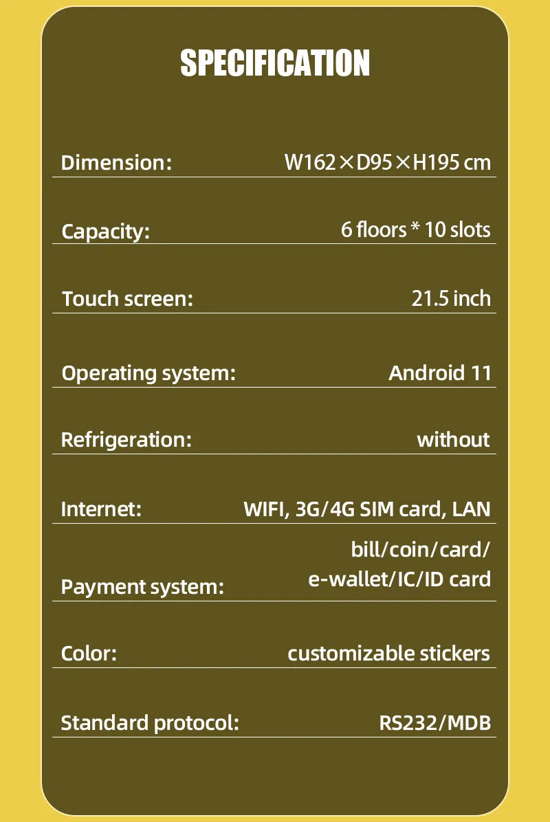 the specification of weimi large capacity toy vending machine with custom sticker for brand promotion.