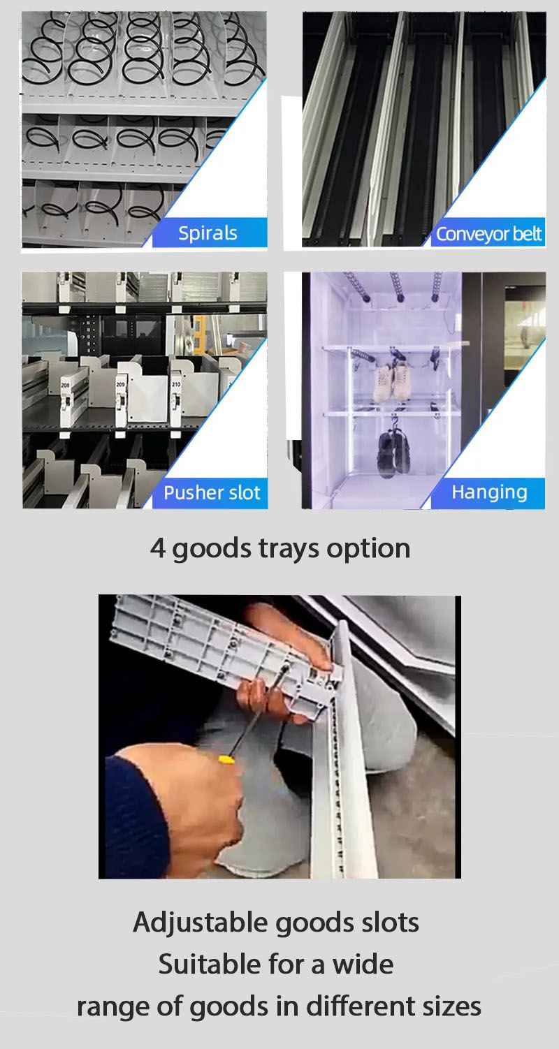 Weimi customizable snack drink vending machine for Malaysia with 21.5 inch touch Support screen card reader and remote management system