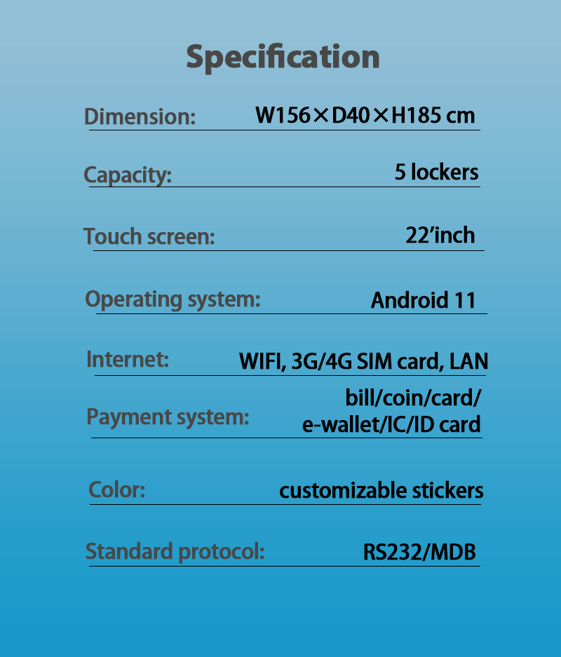 the specification of weimi beach umbrella vending machine. our vending machine are equipped with a smart rental system for your convenience