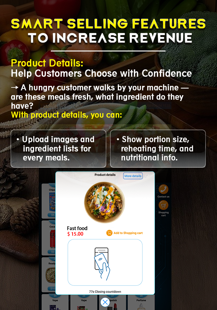 With product details to help customers choose with confidence. Retailers can upload images and ingredient lists for every meal box.