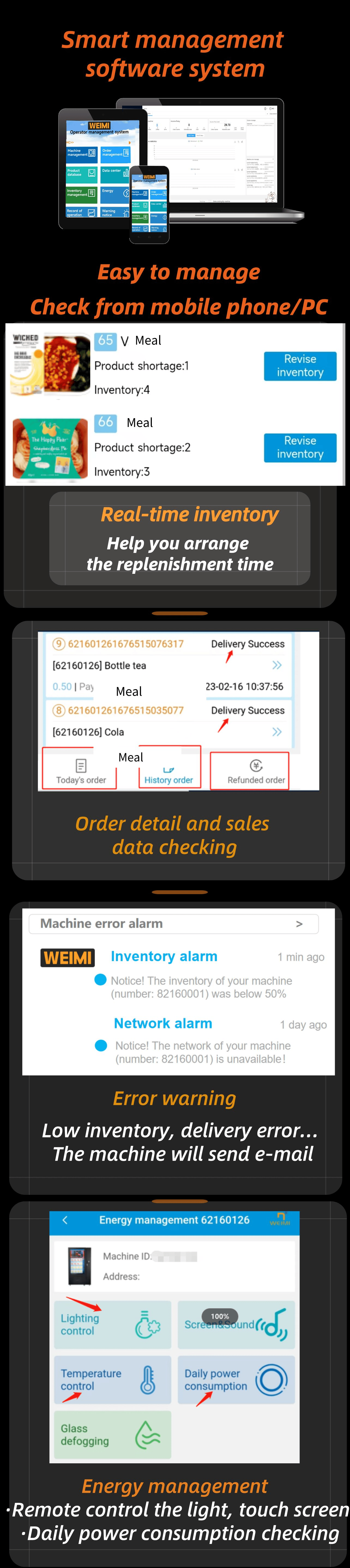 Smart locker vending machine for fresh vegetable, ready meal and fruits with refrigerator and smart management system. Support customization