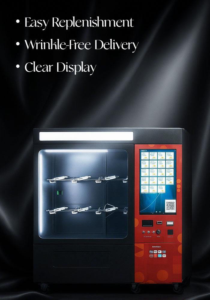 Our clothing vending machines are easy to replenish, and it has wrinkle-free delivery and clear display