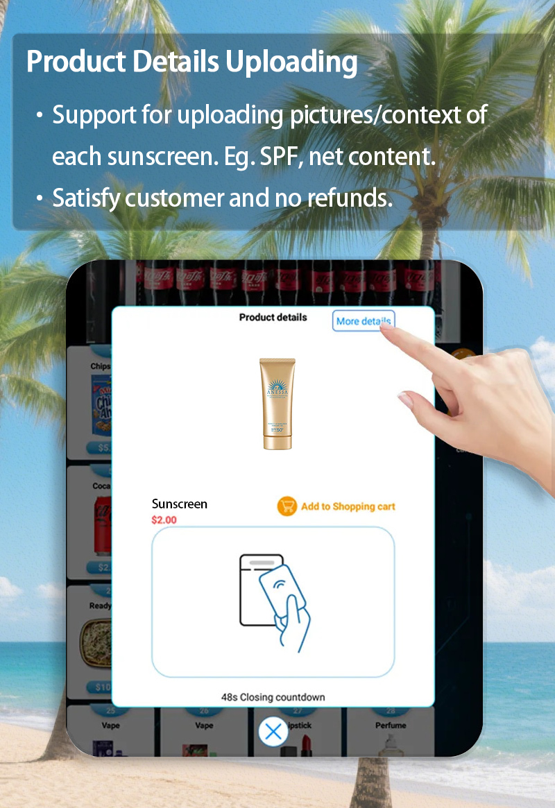 Weimi outdoor smart sunscreen vending machine with shelter for beach