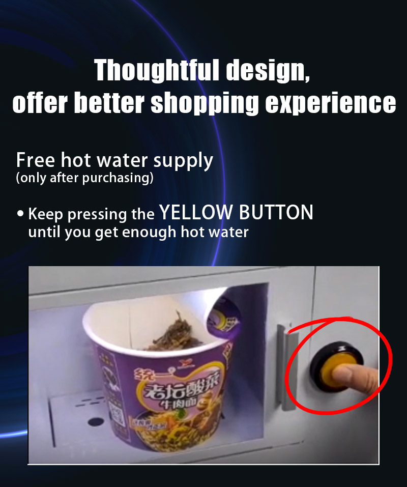 Weimi instant ramen vending machine for sale. we have thoughtful design with free hot water supply