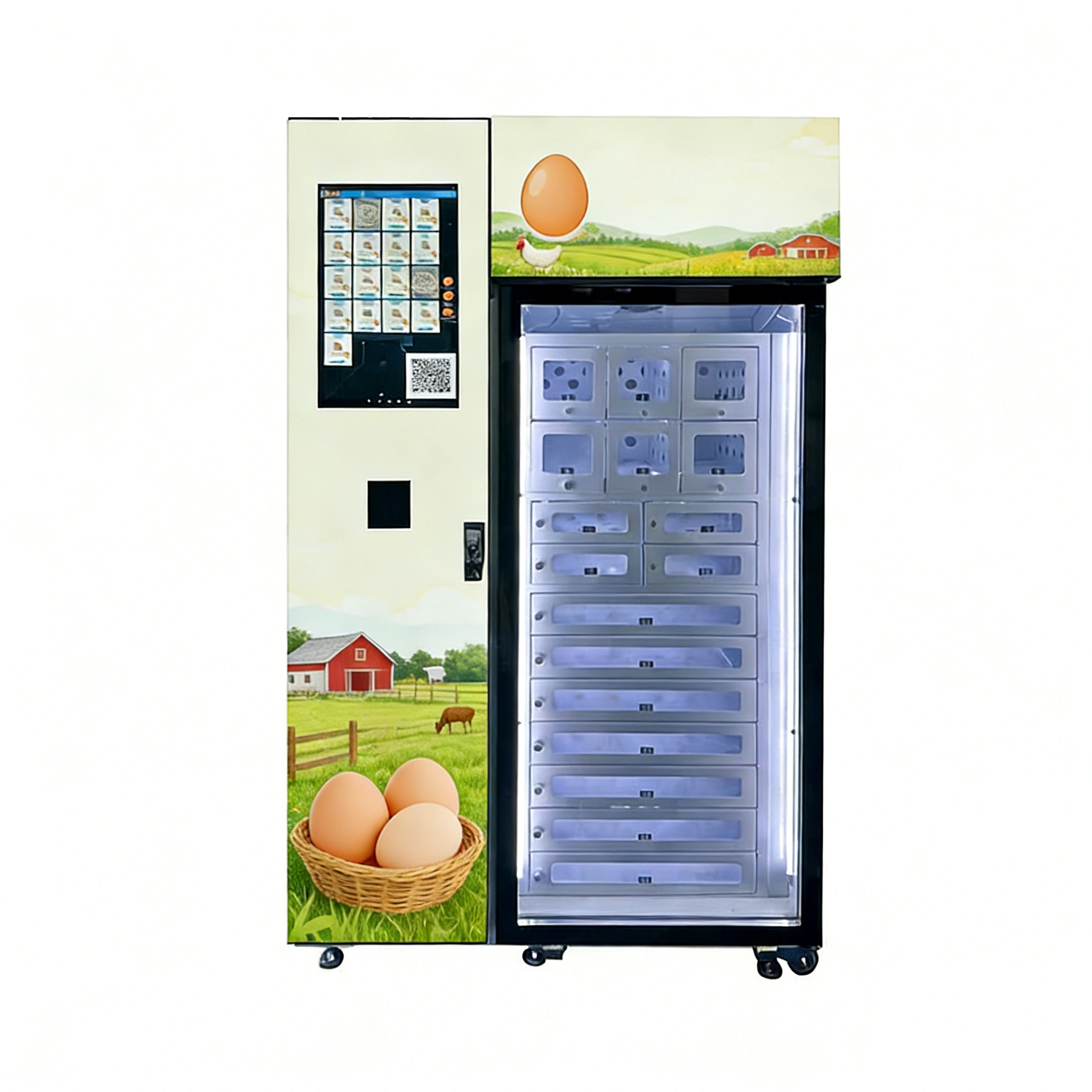 Smart Egg Vending Machine 24/7 Refrigerated Farm Locker System for Fresh Egg Sales with temperature-sync safety control