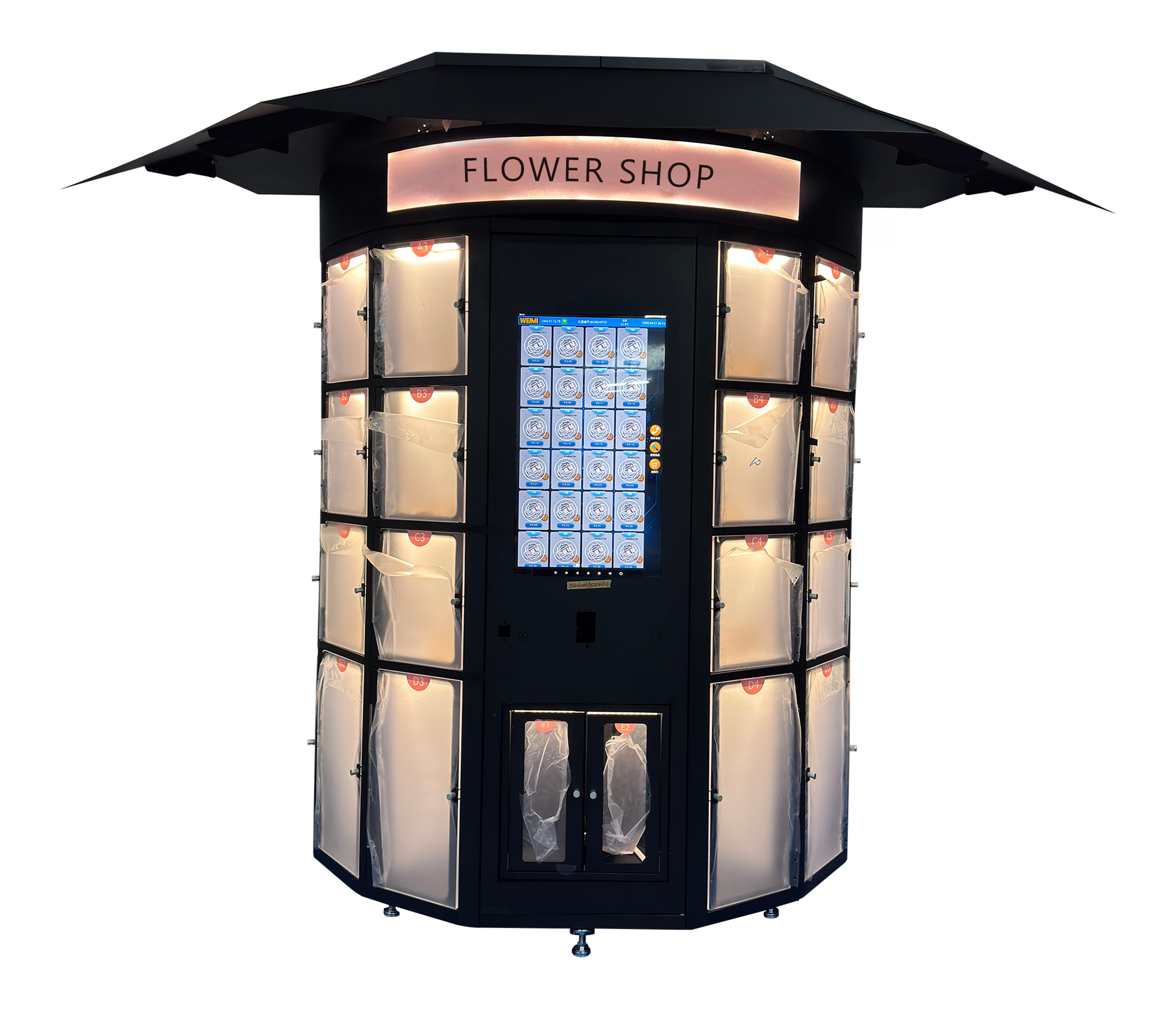 24/7 Automatic Outdoor Fresh Cut Flower Vending Machine with Refrigeration and Customizable Lockers