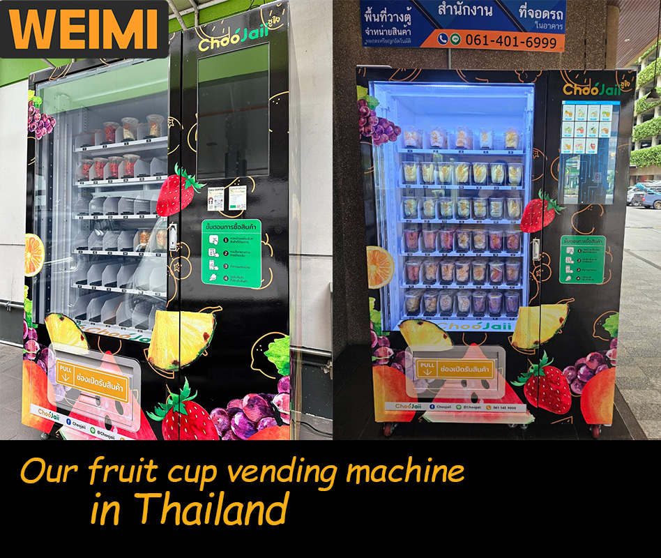 Weimi fresh fruit cup vending machine with refrigeration system in Thailand