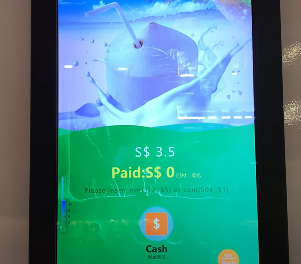 Automatic freshly coconut vending machine drill hole with smart software system in business street