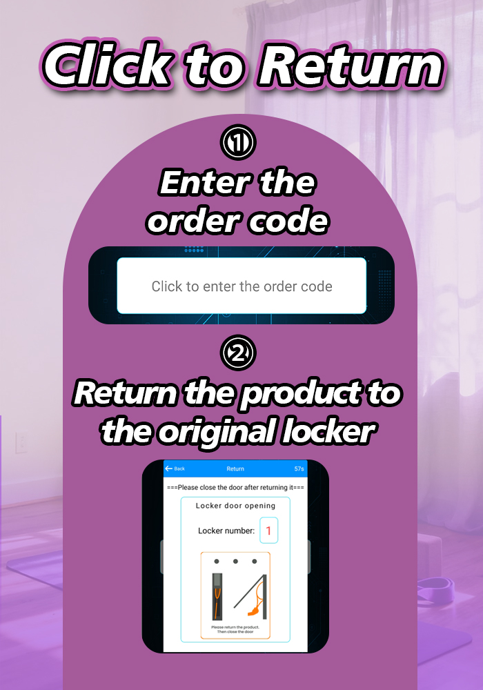 Enter the order code to return the product to the original locker
