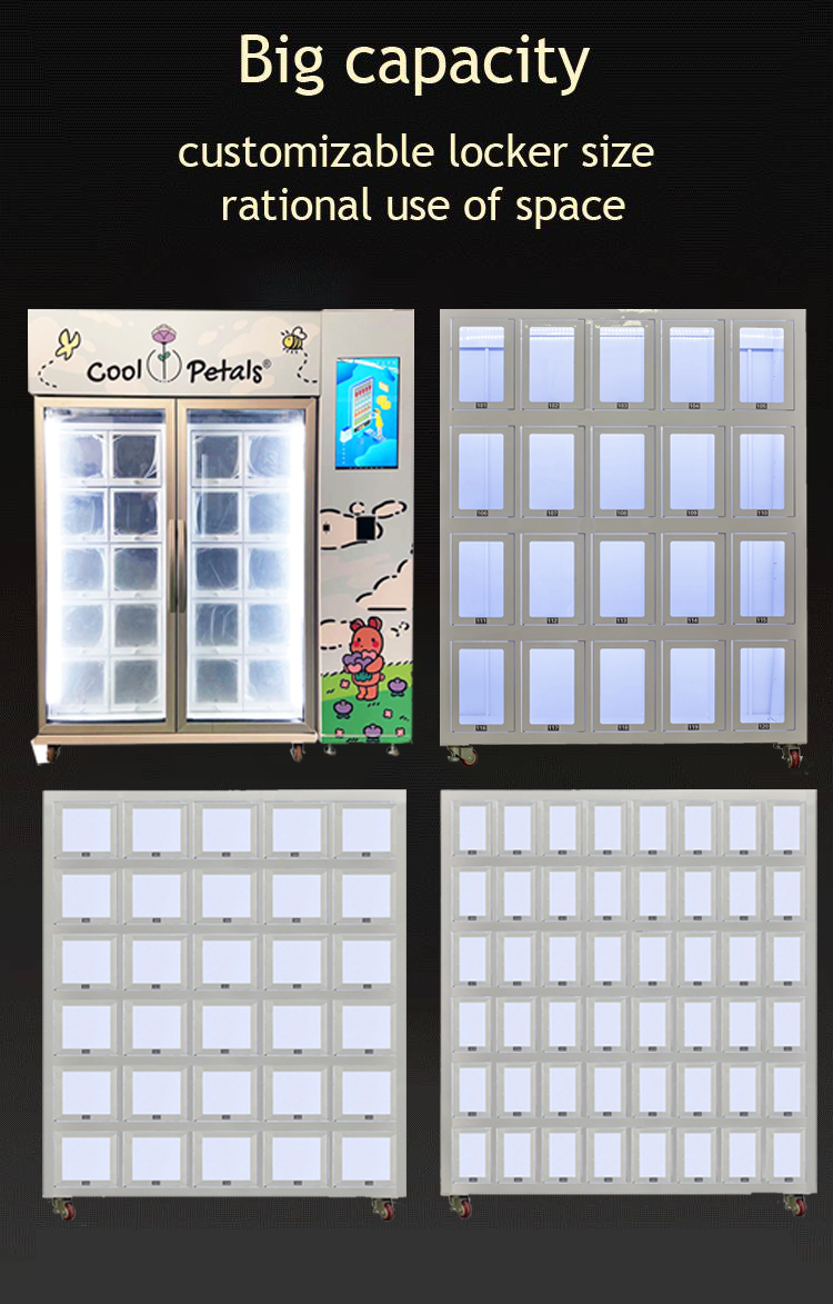 big capacity flowers vending machines with cooling lockers and touch screen customizable locker size