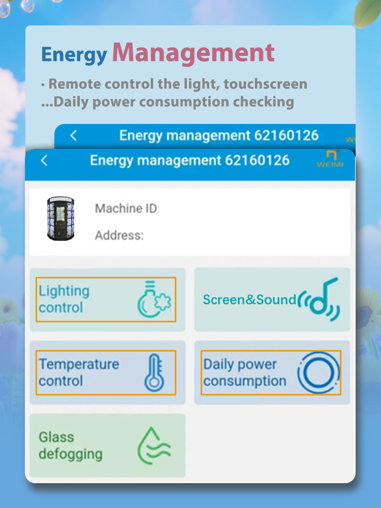 energy management , remotely checking daily power consumption of bouquet vending machine