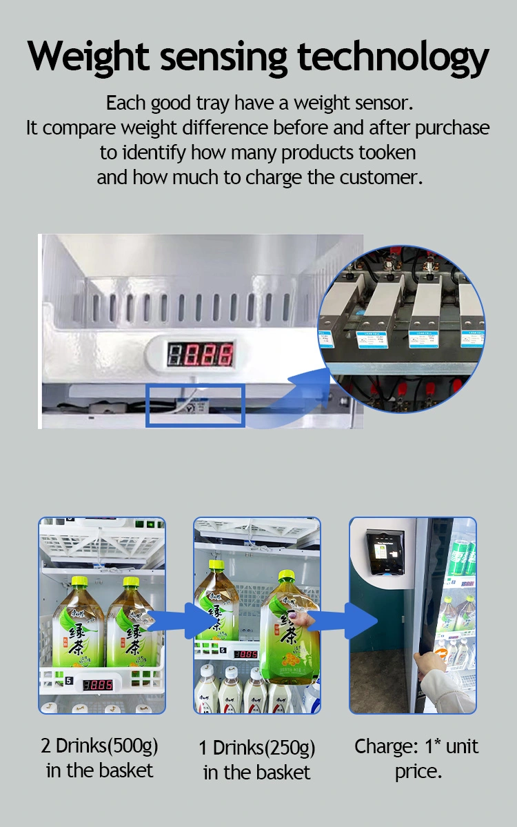 Weimi grab and go double door smart fridge vending machine for fresh fruits vegetables with card reader