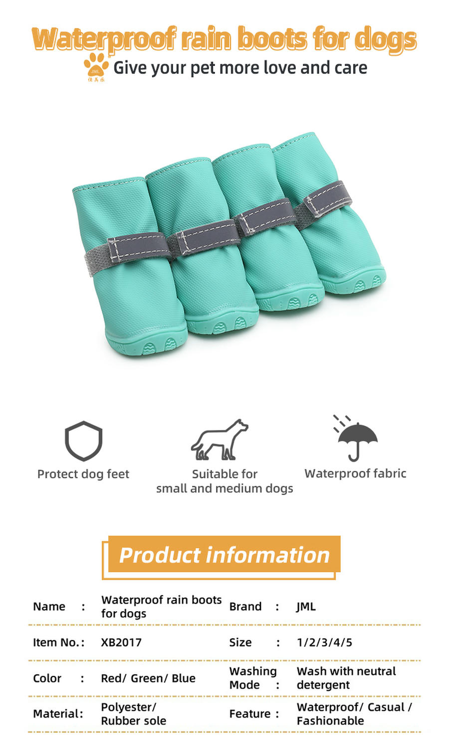 dog waterproof shoes product description