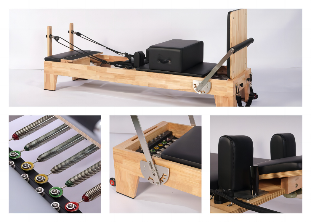 Experience the versatility of our Pilates reformer bed, ideal for Pilates enthusiasts.
