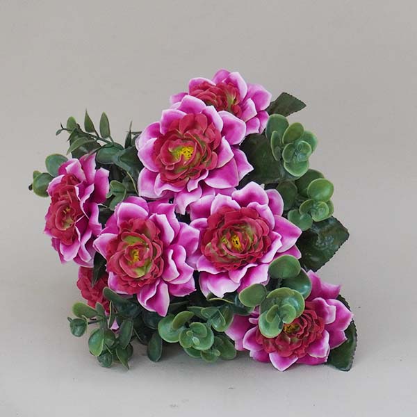 Luxurious deep pink peony bouquet artificial. Features stunningly realistic peony flowers and artificial eucalyptus leaves for an elegant decor statemen