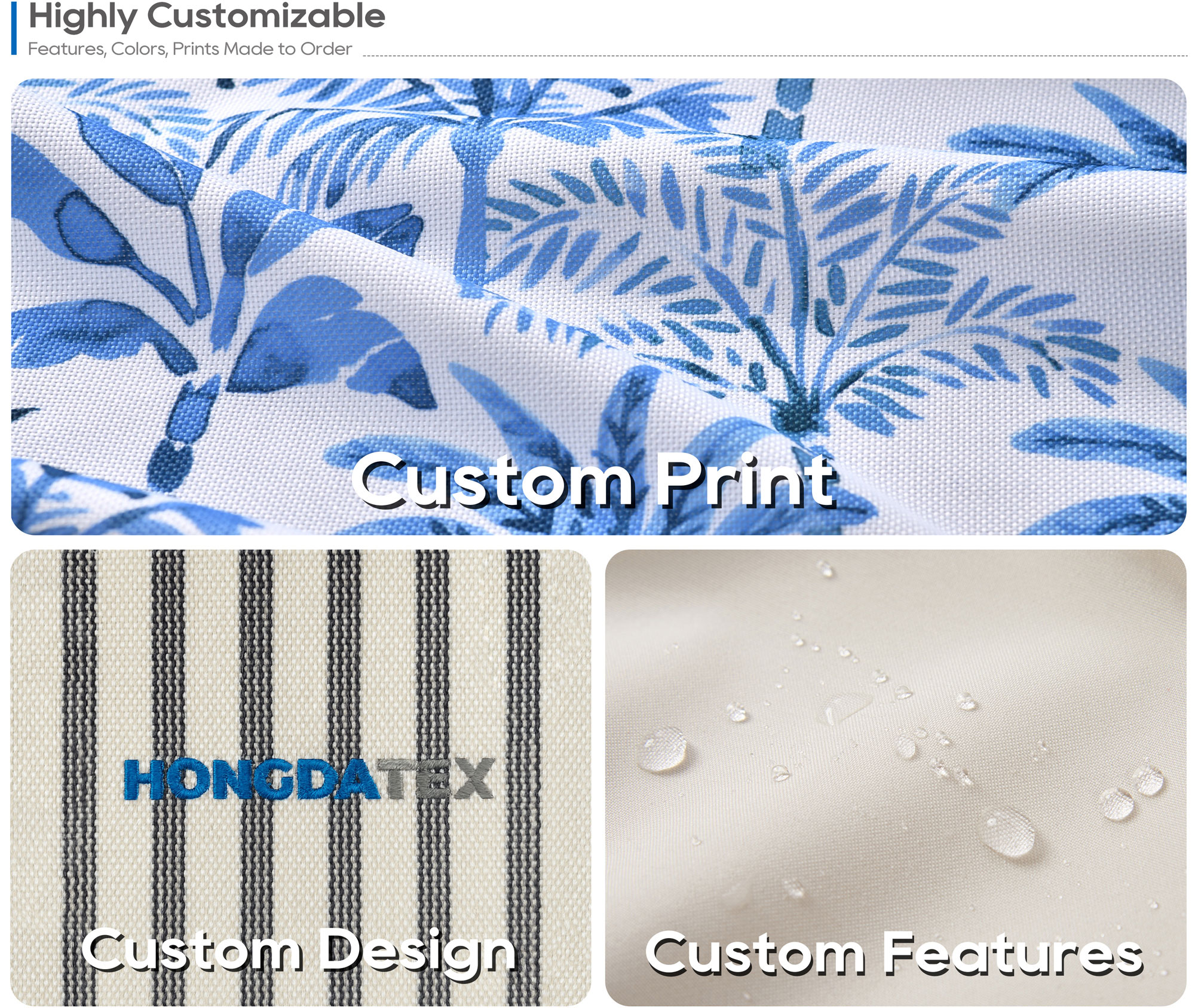 Custom Outdoor Fabric Solutions Covering Features, Colors and Prints-HongdaTEX