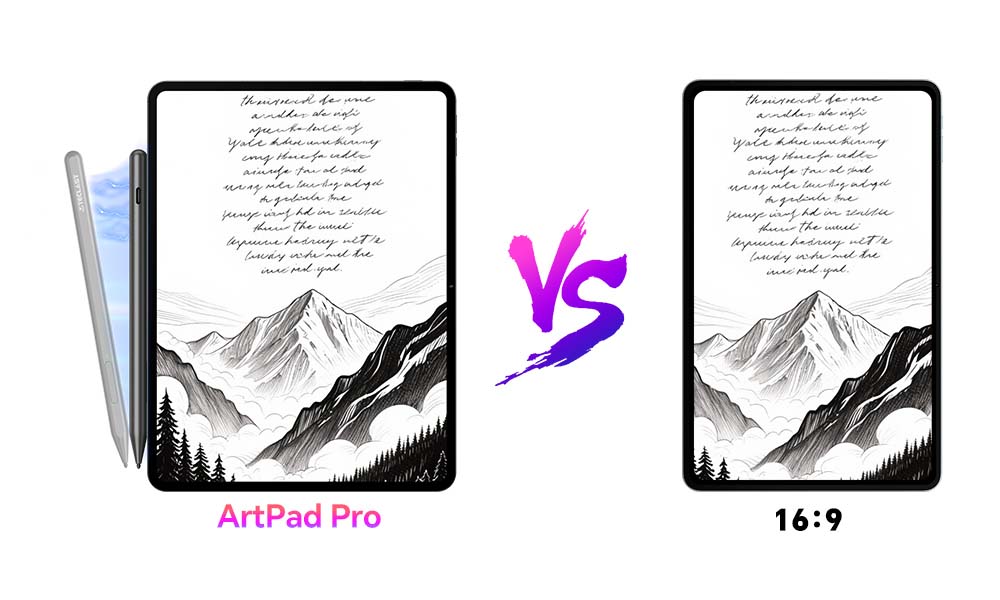 Comparison of Display Effect in 4:3 Screen of TECLAST ArtPad Pro Tablet and 16:9 Screen of Regular Tablet