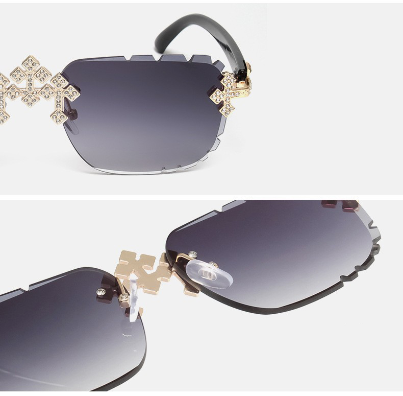 jewelry diamond cut edge rimless sunglasses detail wholesale