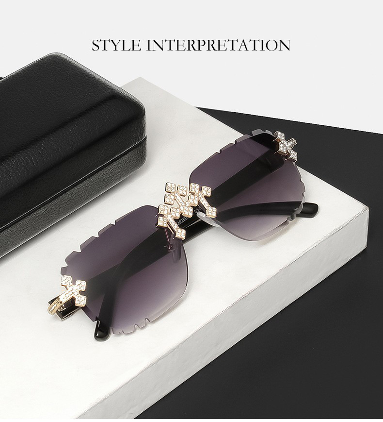 wholesale rimless square diamond cut hip hop luxury sunglasses bulk supply